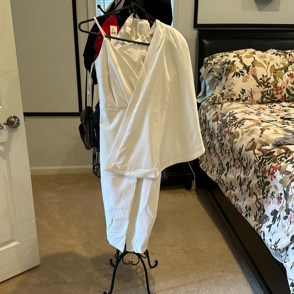 Brand new Lavish Alice one shoulder cape knee length dress.